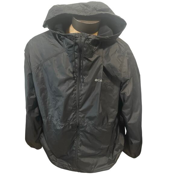 Columbia Mens 3X Black Lined Full ZIP Black Rain Jacket - Picture 1 of 5